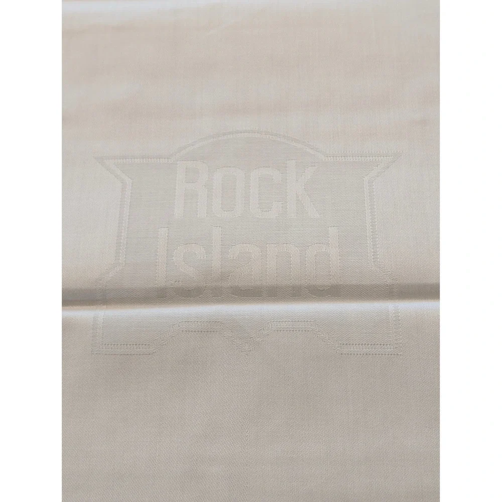 Rock Island Railroad Vintage Damask Linens White Belgium Cotton Railway Decor
